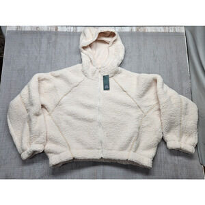 Wild Fable Women's Faux Shearling Full Zip-up Sweatshirt Size 1X/2X Off-White
